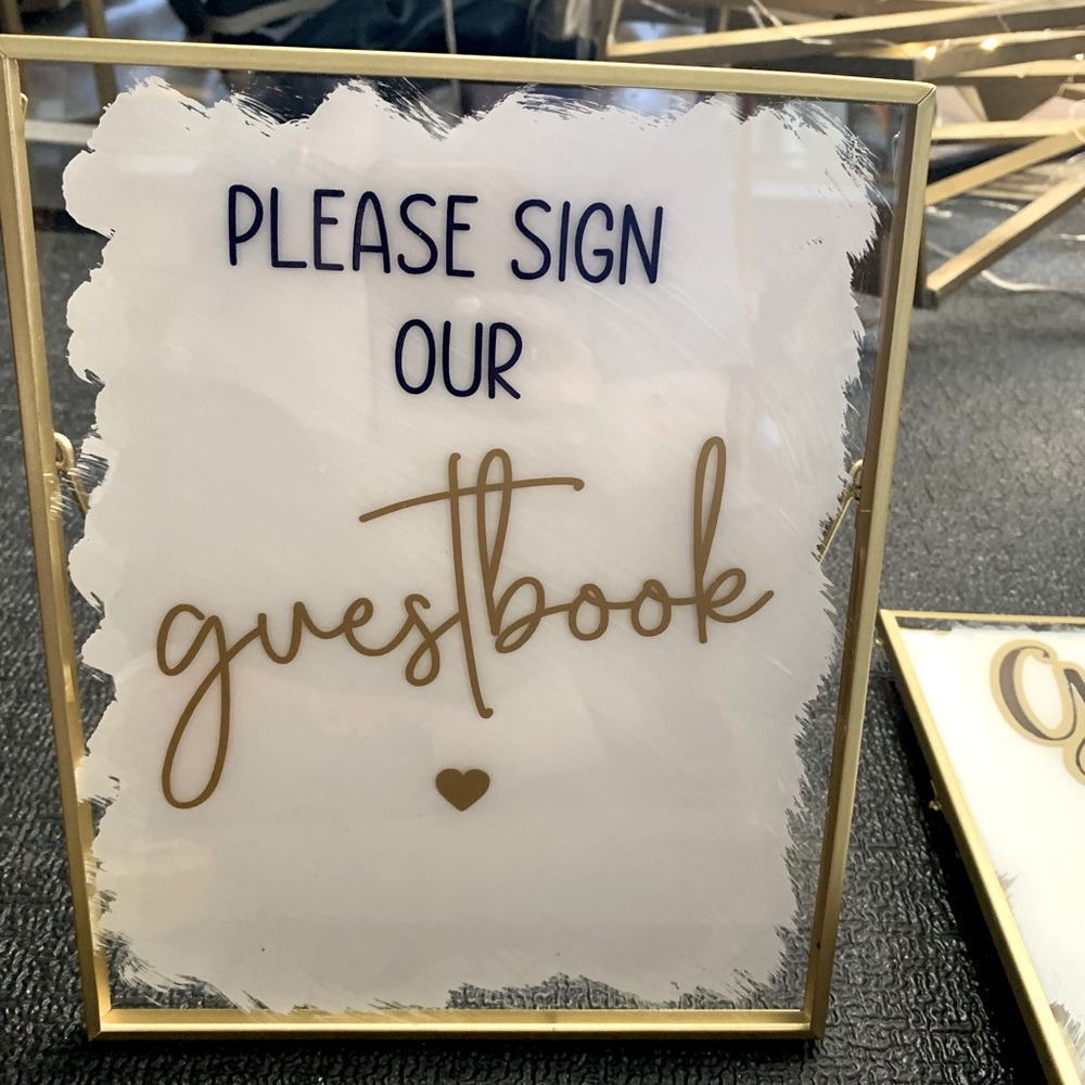 Wedding- lot of 3 8x10 acrylic wedding signs for display.